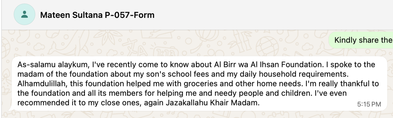 WhatsApp testimonial proof